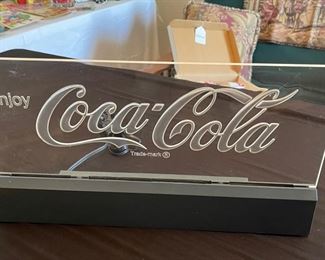Vintage enjoy Coca-Cola lighted clear table top sign 18.5 L inches X 10.25T inches X 3 inches deep