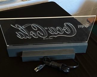 Vintage enjoy Coca-Cola lighted clear table top sign 18.5 L inches X 10.25T inches X 3 inches deep