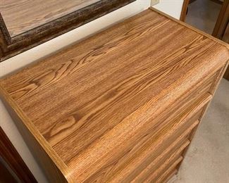 Palliser Furniture 5 drawer wood veneer dresser 45 inches tall 30 inches wide 17.5 inches deep