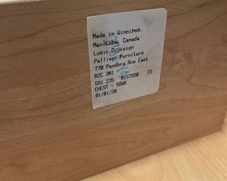 Palliser Furniture 5 drawer wood veneer dresser 45 inches tall 30 inches wide 17.5 inches deep