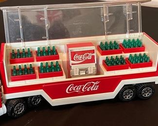 1980 Buddy L Coca Cola Tractor Trailer Truck With Coke Dispenser & Coke Refills 14.5 in x 3 in X 4.5 inches