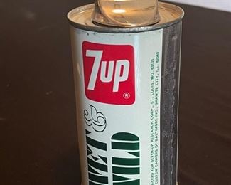 VINTAGE 7UP WET N WILD STEEL CAN LIGHTER 1960'S 6in X 2.5in