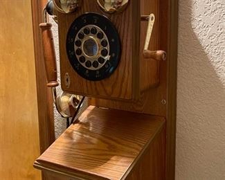Vintage Country Store 1927 Spirit Of St. Louis Replica Wooden Wall Telephone 17 in x 8 in x 5in