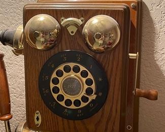 Vintage Country Store 1927 Spirit Of St. Louis Replica Wooden Wall Telephone 17 in x 8 in x 5in