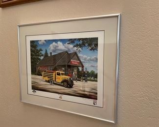 Pamela Renfroe Coca-Cola Print. "Rural Delivery". Signed 20 in X 16.5 in frame size