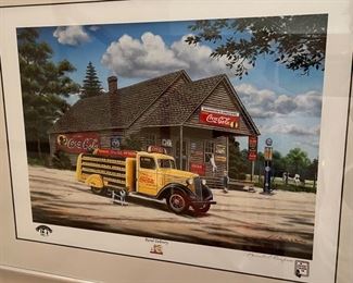 Pamela Renfroe Coca-Cola Print. "Rural Delivery". Signed 20 in X 16.5 in frame size