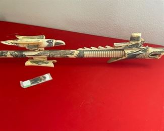 Unique Intricately Detailed Bovine Bone Dragon Blow Dart Gun 45 inches Long 5 inches tall