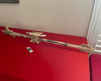 Unique Intricately Detailed Bovine Bone Dragon Blow Dart Gun 45 inches Long 5 inches tall