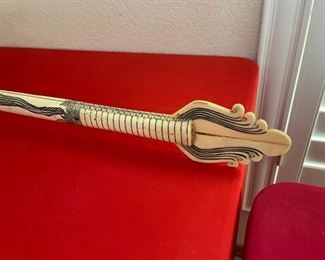 Unique Intricately Detailed Bovine Bone Dragon Blow Dart Gun 45 inches Long 5 inches tall