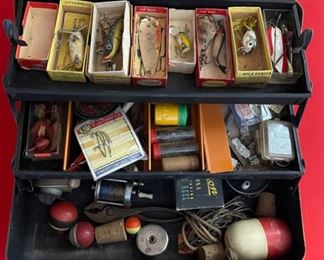 Old Fishing Tackle Box With Old Lures