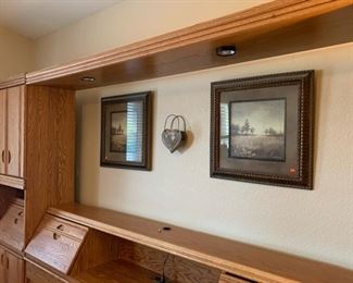 King Size Oak Wood Headboard with Built in Lighting 74x129x16 HxWxD