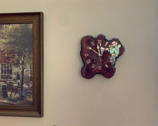 Burl Wood Live Edge Clock 14x15x2.5 HxWxD