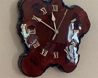 Burl Wood Live Edge Clock 14x15x2.5 HxWxD