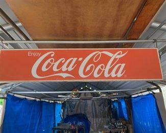 Vintage Metal Coca Cola Commercial Advertising Sign Double Sided 10x48x1 HxWxD