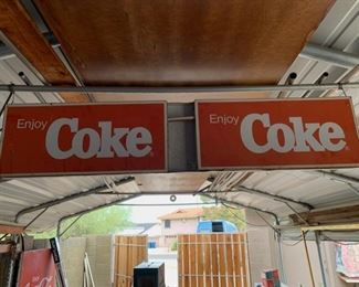Vintage Metal Coca Cola Commercial Advertising Sign Double Sided 10x48x1 HxWxD