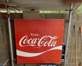 Large Metal Coca Cola Commercial Advertising Sign 44x44x1.5 HxWxD