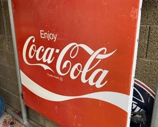 Large Metal Coca Cola Commercial Advertising Sign 44x44x1.5 HxWxD