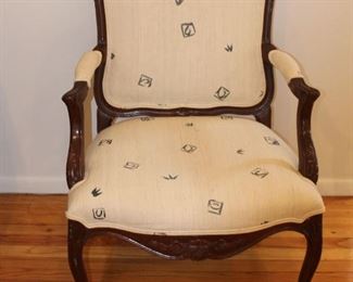 1 of 2 French Style Carved Arm Chair