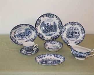 Johnson Bro. Set for 12 Coaching Scenes Dinnerware