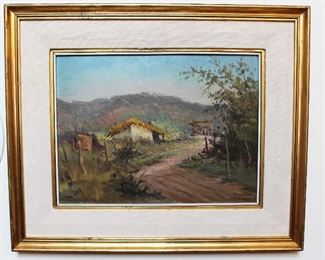 Unsigned O/C Farm Scene