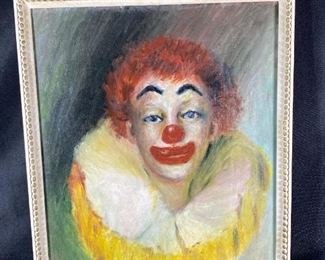 Vintage Circus Clown Painting