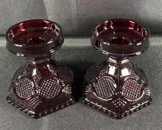 Vintage AVON Ruby Red Candle Holders