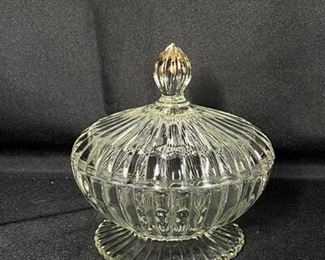 Vintage Clear Glass Ribbed Candy Dish