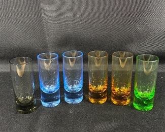 Set of 6 Colored Glass Shot Glasses