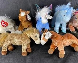Lot of 7 Horse Ty Beanie Baby Plush Stuffed Animals