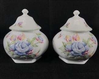 Set of 2 Ainsley Bone China Sugar Bowls Urns Canisters with Lid