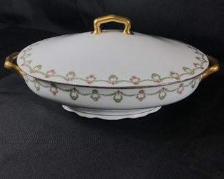 G. Ahrenfeldt Limoges France Ornate Serving Bowl Casserole Dish with Handles