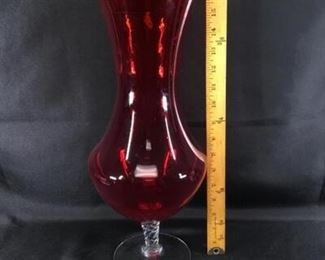 16 Ruby Red Pedestal Vase