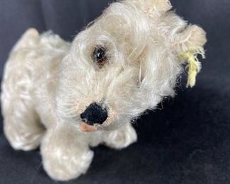 Vintage White Steiff Terrier Dog Plush Stuffed Animal