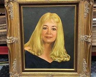 Vintage Portrait Painting of Blonde Woman