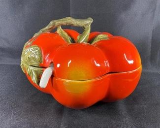 Vintage Tomato Shaped Casserole Soup Tureen Mancioli Italy