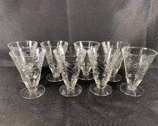 Set of 8 Flower Etched Parfait Dessert Glasses