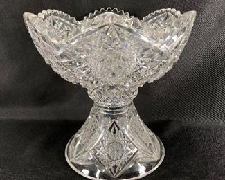 Large 2 Piece Cut Crystal Pedestal Fruit Bowl