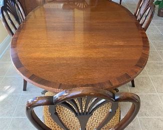 DINING TABLE WITH 4 CHAIRS (WE HAVE 2 LEAVES AND PADS)