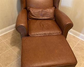 LEATHER CHAIR WITH OTTOMAN