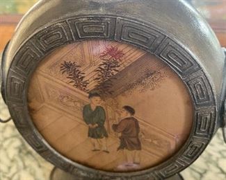 CHINESE ANTIQUE HANDPAINTED TEA CADDY