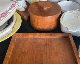  DANSK WOOD TRAYS AND AN ICE BUCKET
