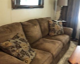 Nice Sofa$200 with pillows, free matching (chair with some fabric damage)