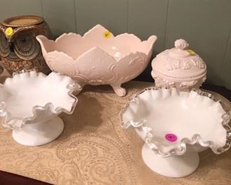 Fenton and Pink Milk Glass