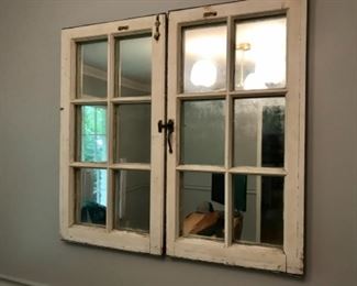 Vintage window mirror with original hardware