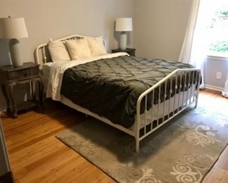 Queen metal bed and mattress