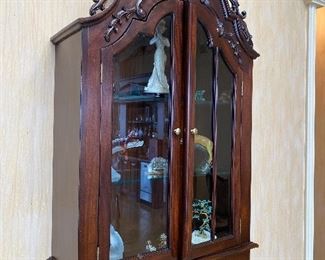 $75
WALL DISPLAY CABINET 
SOLD AS IS ( missing wooden piece in the middle of glass )
27”L x 10”D x 46.5”H