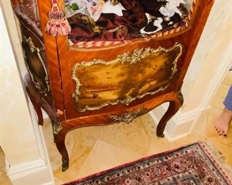 $500
ANTIQUE FRENCH CURIO CABINET 
24.25”W x 16.5”D x 74”H 