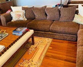 $1,800
BROWN UPHOLSTERED SECTIONAL FROM DESIGN CENTER IN FLORIDA
NEWLY REUPHOLSTERED 
LEFT SIDE 113”L x 40”D x 27”
RIGHT SIDE 104” x 40”D x 27”H