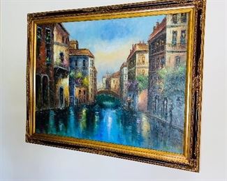 $400
VENICE BOAT SCENE OIL PAINTING
55.5”L x 43.5” x 3”D