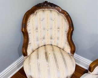 $150 FOR ALL 3
3 ANTIQUE CHAIRS - NEED TO BE REUPHOLSTERED 
21.5”W x 28.5”D x 31.5”H 